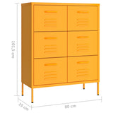 Drawer Cabinet Mustard Yellow 80x35x101.5 cm Steel - Extra Image