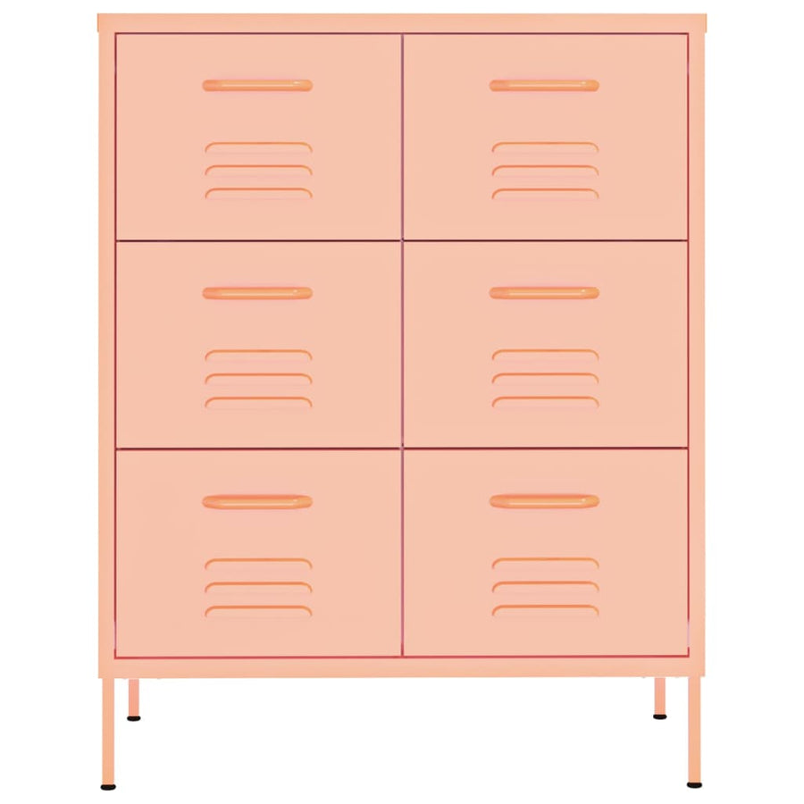Drawer Cabinet Pink 80x35x101.5 cm Steel
