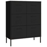 Drawer Cabinet Black 80x35x101.5 cm Steel - Front View
