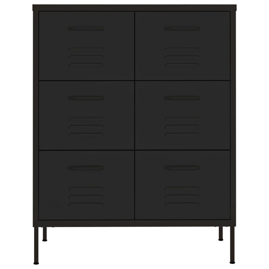 Drawer Cabinet Black 80x35x101.5 cm Steel