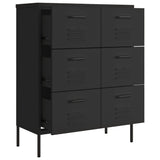 Drawer Cabinet Black 80x35x101.5 cm Steel - Rear View