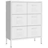 Drawer Cabinet White 80x35x101.5 cm Steel - Front View