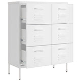 Drawer Cabinet White 80x35x101.5 cm Steel - Rear View