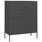 Chest of Drawers Anthracite 80x35x101.5 cm Steel - Front View