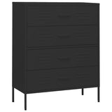 Chest of Drawers Black 80x35x101.5 cm Steel - Front View