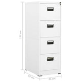 Filing Cabinet White 46x62x133 cm Steel - Extra Image