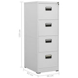 Filing Cabinet Light Grey 46x62x133 cm Steel - Extra Image