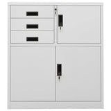 Office Cabinet Light Grey 90x40x102 cm Steel - Front View