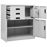 Office Cabinet Light Grey 90x40x102 cm Steel - Rear View