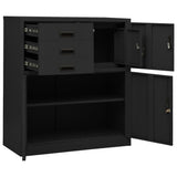 Office Cabinet Anthracite 90x40x102 cm Steel - Rear View