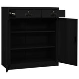 Office Cabinet Black 90x40x102 cm Steel - Rear View