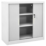 Sliding Door Cabinet Grey 90x40x90 cm Steel - 45-Degree Angle