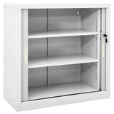 Sliding Door Cabinet Grey 90x40x90 cm Steel - Rear View