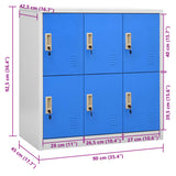 Locker Cabinet Light Grey and Blue 90x45x92.5 cm Steel - Low Angle