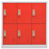 Locker Cabinet Light Grey and Red 90x45x92.5 cm Steel - Front View