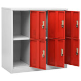 Locker Cabinet Light Grey and Red 90x45x92.5 cm Steel - 45-Degree Angle