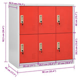 Locker Cabinet Light Grey and Red 90x45x92.5 cm Steel - Low Angle