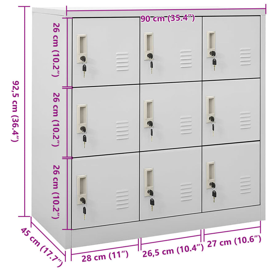 Locker Cabinet Light Grey 90x45x92.5 cm Steel
