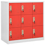 Locker Cabinet Light Grey and Red 90x45x92.5 cm Steel