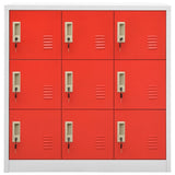 Locker Cabinet Light Grey and Red 90x45x92.5 cm Steel - Front View