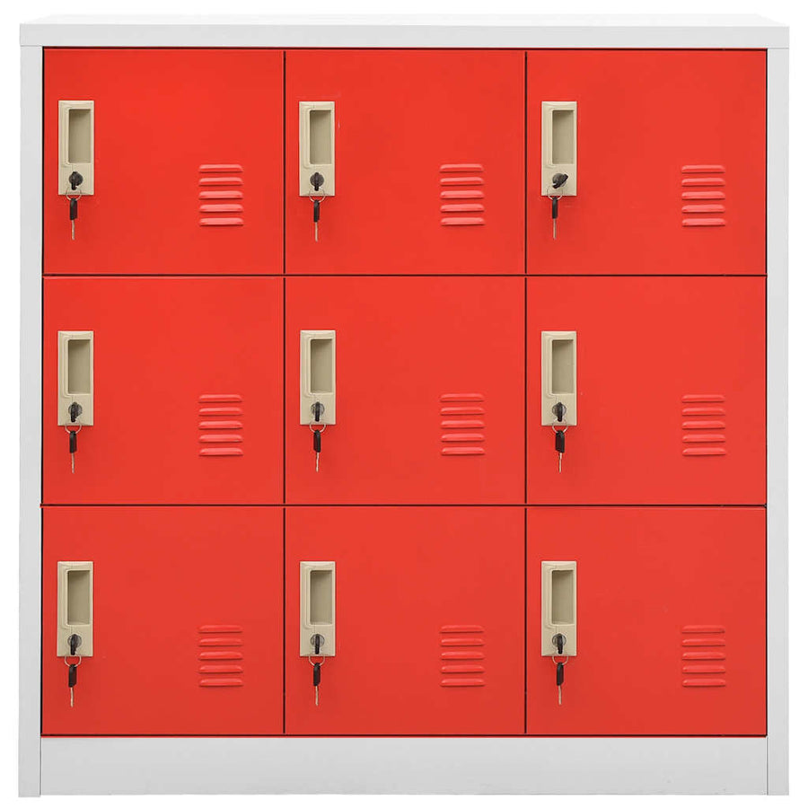 Locker Cabinet Light Grey and Red 90x45x92.5 cm Steel