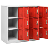 Locker Cabinet Light Grey and Red 90x45x92.5 cm Steel - 45-Degree Angle