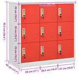 Locker Cabinet Light Grey and Red 90x45x92.5 cm Steel - Low Angle