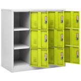 Locker Cabinet Light Grey and Green 90x45x92.5 cm Steel - 45-Degree Angle