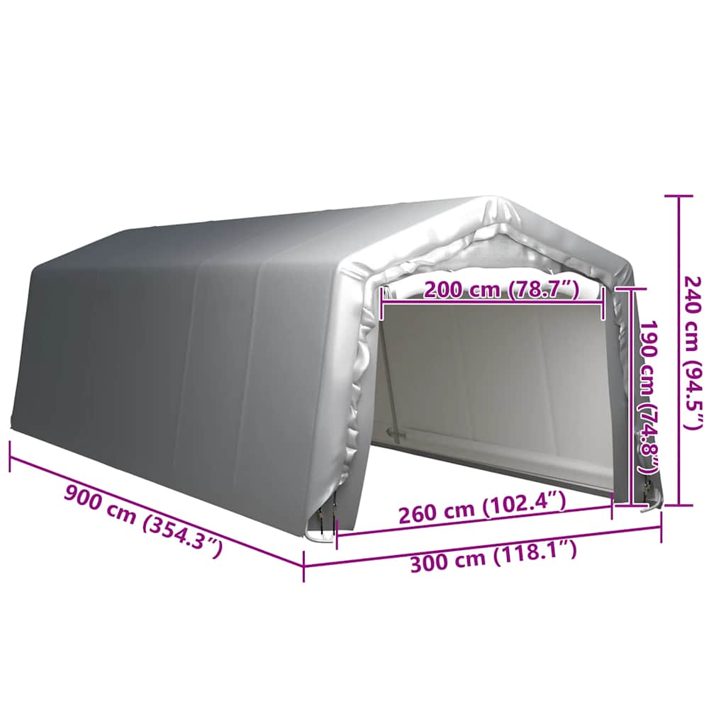 Storage Tent 300x900 cm Steel Grey
