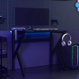 Gaming Desk with K Shape Legs Black 90x60x75 cm - Side View