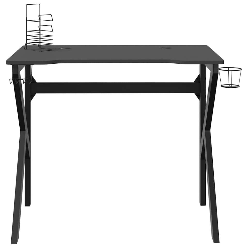 Gaming Desk with K Shape Legs Black 90x60x75 cm