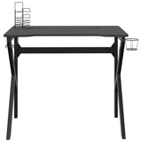 Gaming Desk with K Shape Legs Black 90x60x75 cm - Top-Down View