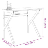 Gaming Desk with K Shape Legs Black 90x60x75 cm - Extra Image