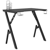 Gaming Desk with Y Shape Legs Black 90x60x75 cm - Front View