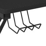 Gaming Desk with Y Shape Legs Black 90x60x75 cm - Rear View
