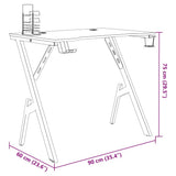 Gaming Desk with Y Shape Legs Black 90x60x75 cm - Extra Image