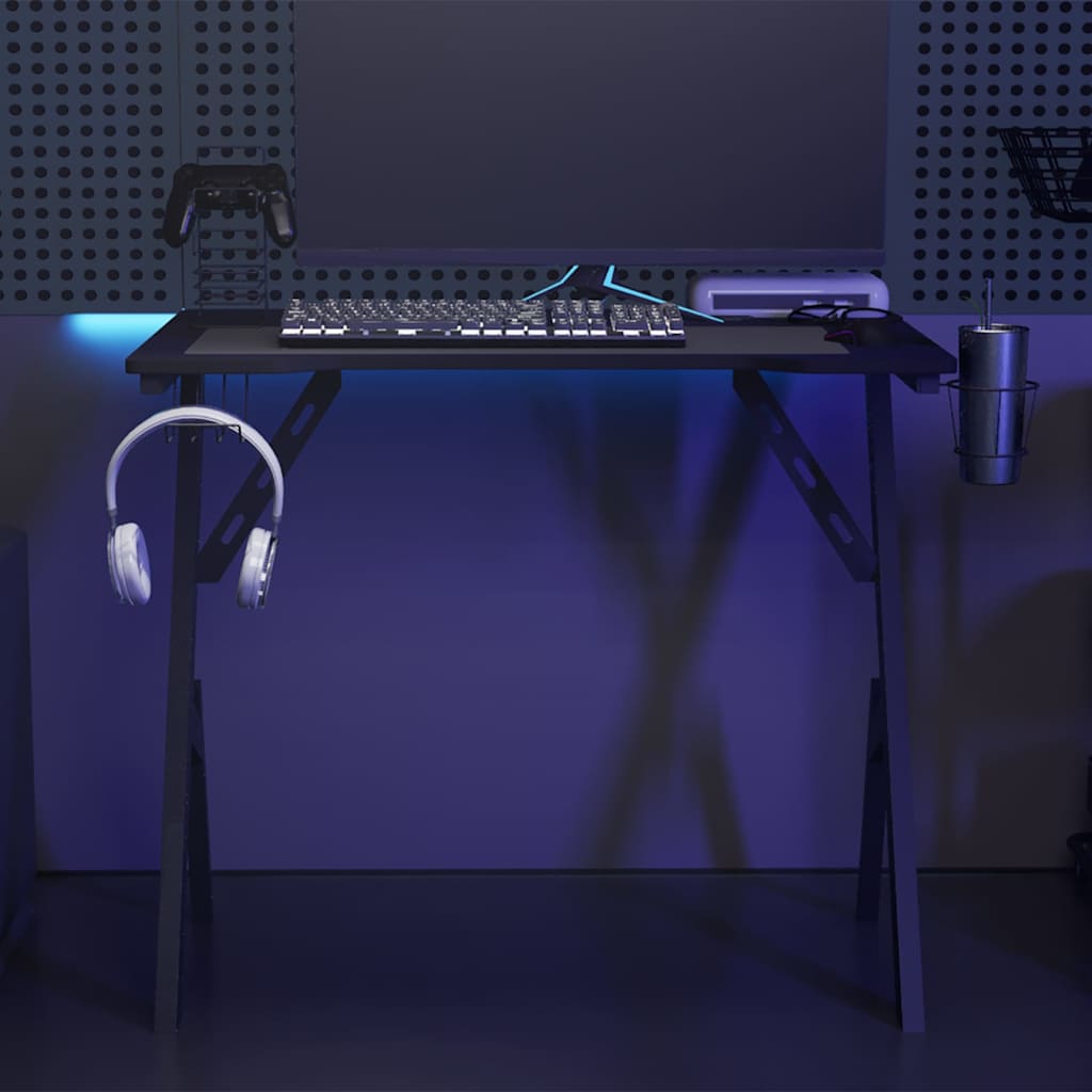 Gaming Desk with Y Shape Legs Black 90x60x75 cm