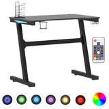 Gaming Desk LED with Z Shape Legs Black 90x60x75 cm - Front View