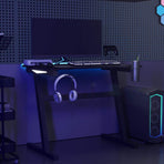 Gaming Desk LED with Z Shape Legs Black 90x60x75 cm
