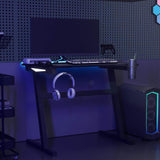 Gaming Desk LED with Z Shape Legs Black 90x60x75 cm - Side View