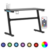 Gaming Desk LED with Z Shape Black 110x60x75 cm - Front View