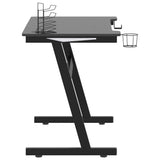 Gaming Desk LED with Z Shape Black 110x60x75 cm - Rear View