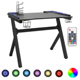 Gaming Desk LED with Y Shape Black 90x60x75 cm - Front View
