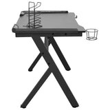 Gaming Desk LED with Y Shape Black 110x60x75 cm - Rear View