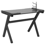 Gaming Desk LED with Y Shape Black 110x60x75 cm - Close-Up Angle
