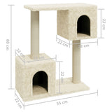 Cat Tree with Sisal Scratching Posts Cream 60 cm - Rear View