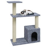 Cat Tree with Sisal Scratching Posts Light Grey 70 cm - Side View