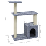 Cat Tree with Sisal Scratching Posts Light Grey 70 cm - Rear View