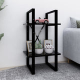 2-Tier Book Cabinet Black 40x30x70 cm Engineered Wood - Rear View