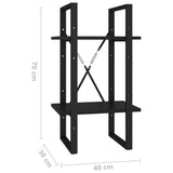2-Tier Book Cabinet Black 40x30x70 cm Engineered Wood - Close-Up Angle